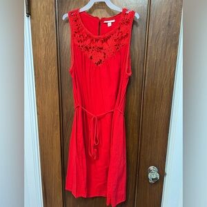 Knox Rose red linen summer dress with pockets, medium